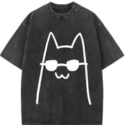 Pure a of a 'Proud Cat'. This Street Is a Basic Loose Vintage Washed T-Shirt in Black