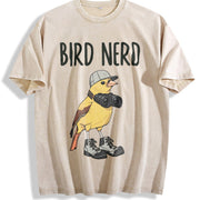 Bird Nerd vintage washed oversized T-shirt in Beige