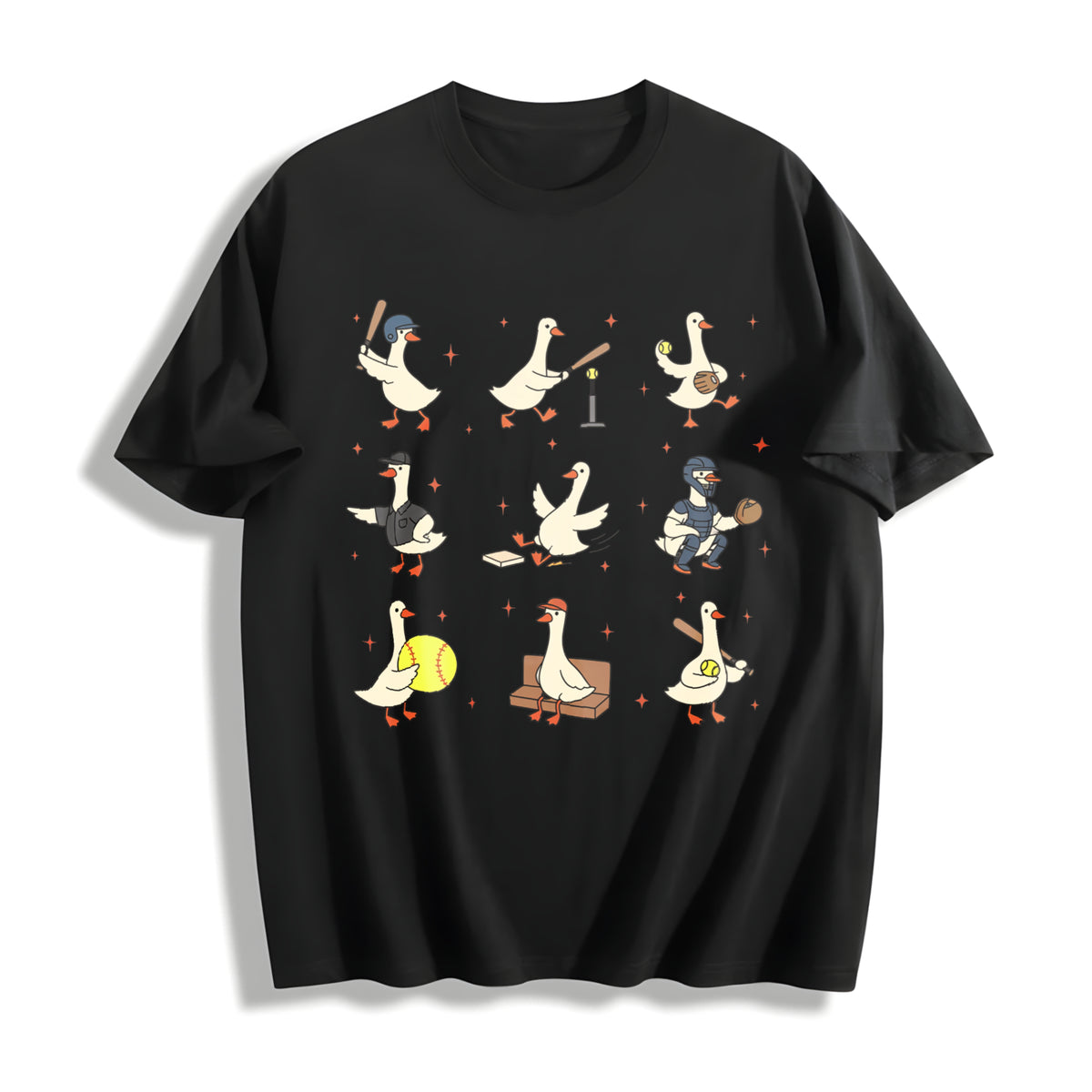 Silly Goose Softball Cotton T-Shirt in Black