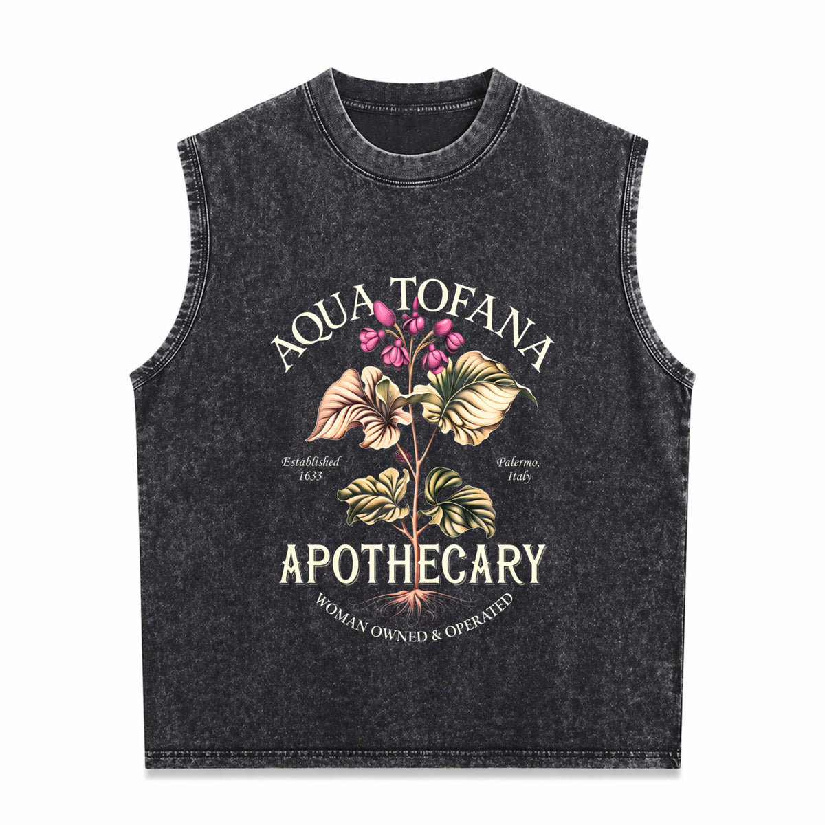Aqua Tofana Feminist Apothecary Vintage Washed Tank Top in Black