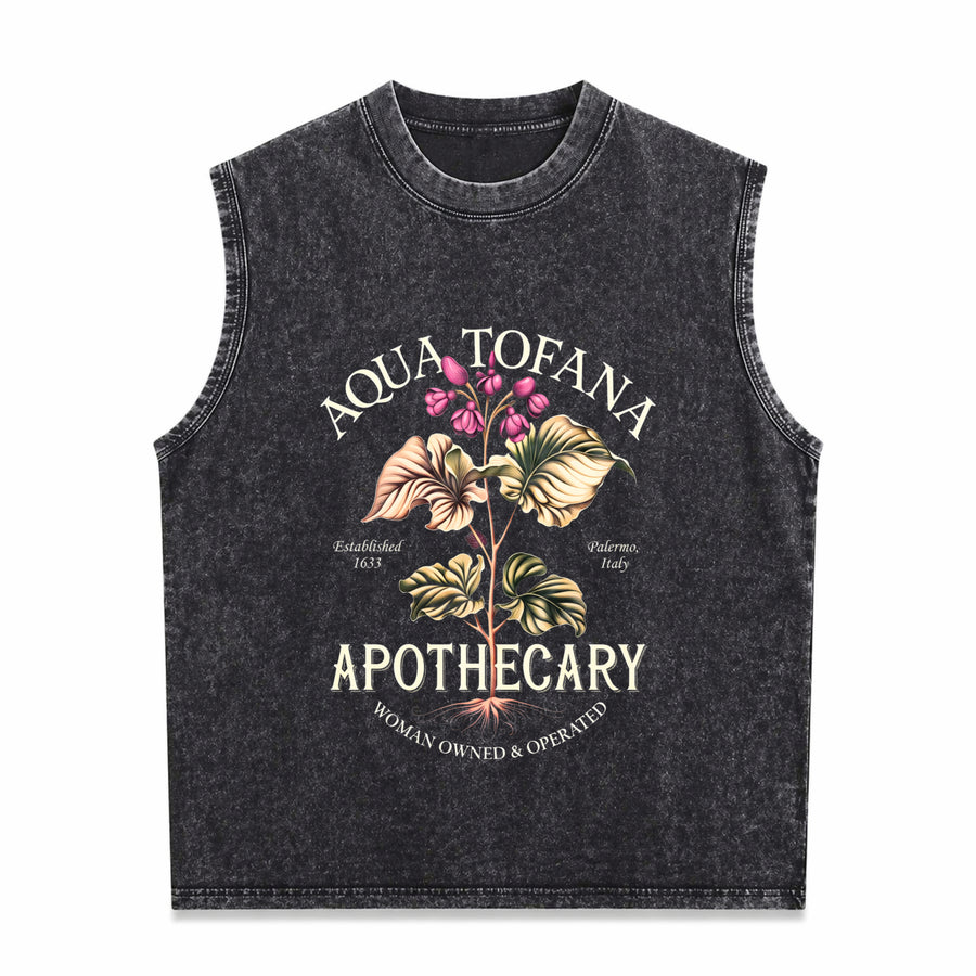 Aqua Tofana Feminist Apothecary Vintage Washed Tank Top in Black