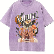 Be Natural Authentic Vintage Washed T-Shirt in Purple