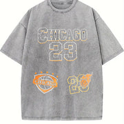 Chicago 23 Basketball Vintage Washed T-Shirt in Gray