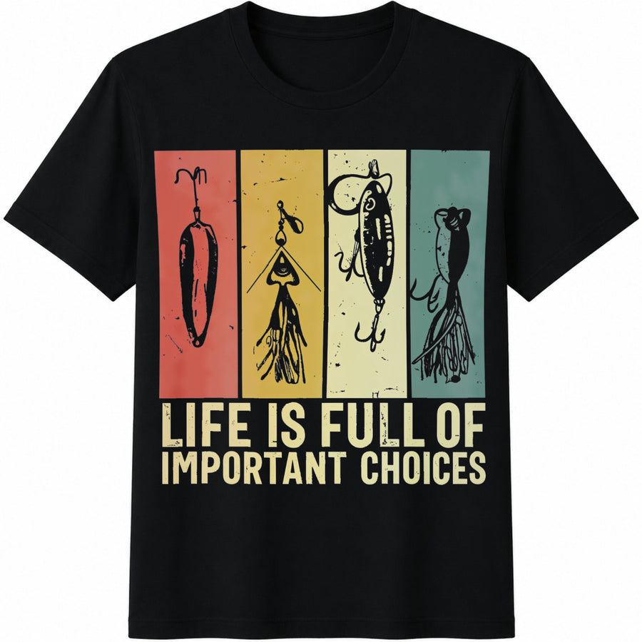Fishing Lures Fisherman Cotton T-Shirt in Black