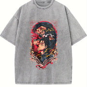 Hot-Blooded Anime2 Attack on Titan Eren Jaeger Manga vintage washed oversized T-shirt in Gray