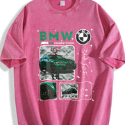 M4 Competition B M W Vintage Washed T-Shirt in Red
