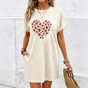 Nightgown a Love Letter and Leopard Heart Cotton T-Shirt in White