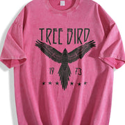Free Bird Boho Eagle Thunderbird Retro Music Inspired vintage washed oversized T-shirt in Red