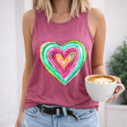 Neon Heart Women's Color Cotton Tank Top in Red