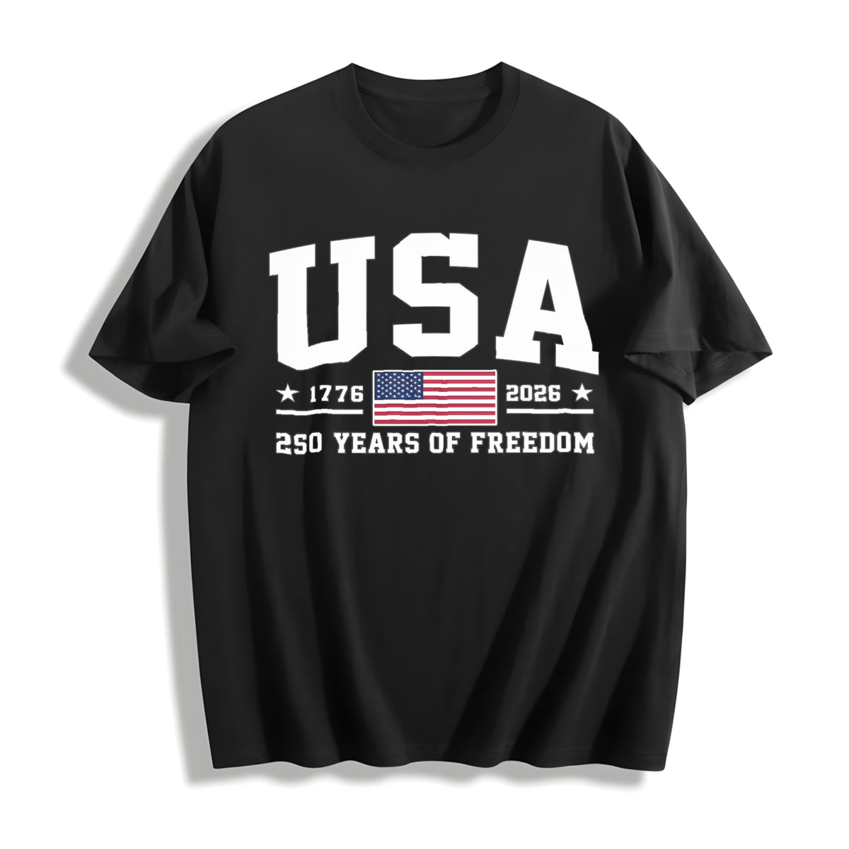 250 Years of Freedom USA Cotton T-Shirt in Black