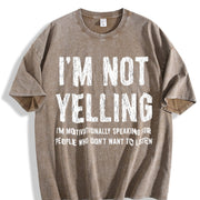 Not Yelling Motivationally Speaking for People Who Don't Vintage Washed T-Shirt in Brown