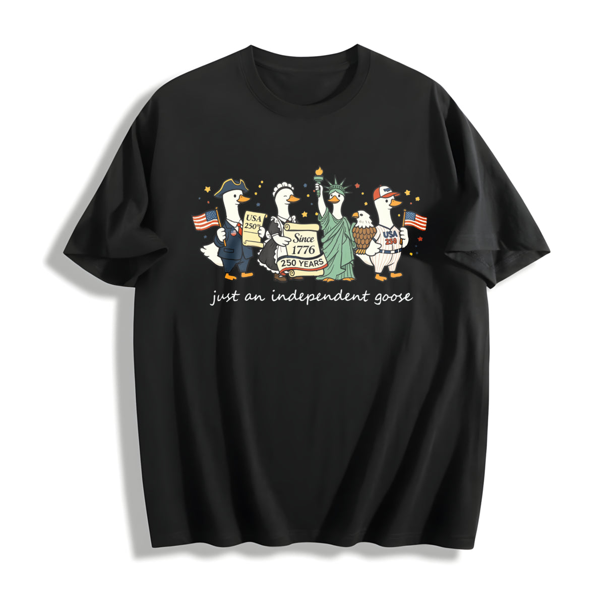 250th America Anniversary Cotton T-Shirt in Black