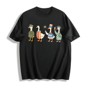 4th of July USA Cotton T-Shirt in Black