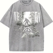 Raccoon Selfie with Sasquatch Bigfoot vintage washed oversized T-shirt in Gray
