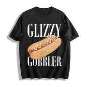 Glizzy Gobbler Hot Dog Cotton T-Shirt in Black
