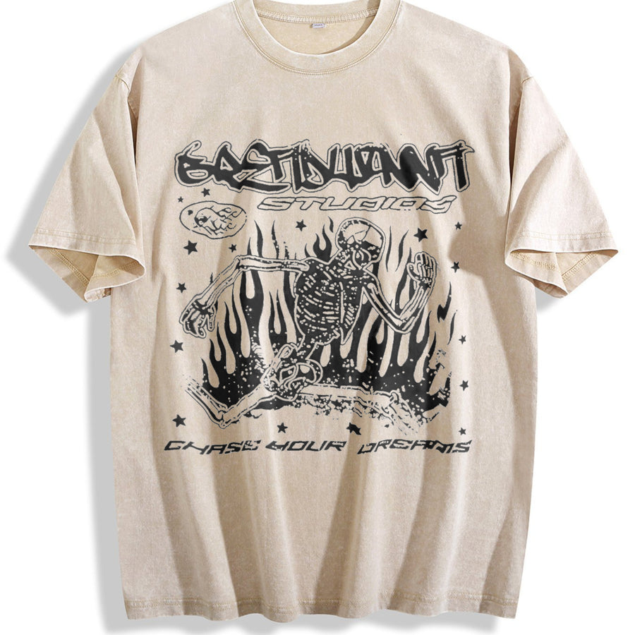 Chase Your Dreams Vintage Washed T-Shirt in Beige