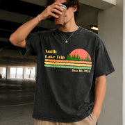 Custom Camping Custom Lake Trip Vintage Washed T-Shirt in Black