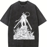 Chainsaw Man Denji & Pochita vintage washed oversized T-shirt in Black