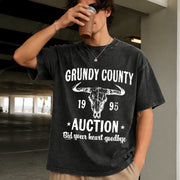 Grundy County Auction Inspired Concert Vintage Washed T-Shirt in Black