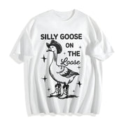 Silly Goose on the Loose Cotton T-Shirt in White