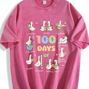 100 Days of School Goose Teacher Vintage Washed T-Shirt in Red