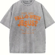 Fall-O-Ween Jesus vintage washed oversized T-shirt in Gray