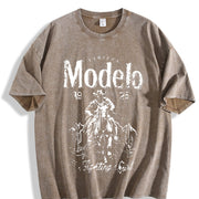 For Formal Urban Distressed Enthusiasts Vintage Washed T-Shirt in Brown