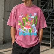 Studio Ghibli Anime Vintage Washed T-Shirt in Red