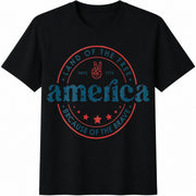 America Land of the Free Because of the Brave Cotton T-Shirt in Black