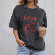 Fantasy Readers Society vintage washed oversized T-shirt in Black