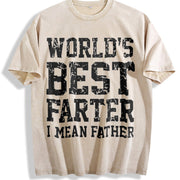 World's Best Farter I Mean Father vintage washed oversized T-shirt in Beige