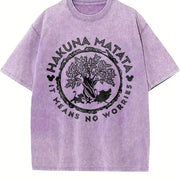 Hakuna Matata Animal Kingdom Lion King Simbba Timonn Vintage Washed T-Shirt in Purple