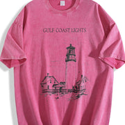 Gulf Coast Lights Light Tower Vintage Washed T-Shirt in Red