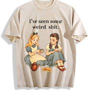 Weird Stuff Larger Vintage Washed T-Shirt in Beige