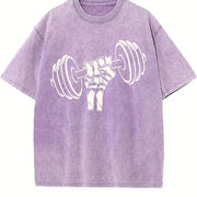 Barbell Fist Vintage Washed T-Shirt in Purple