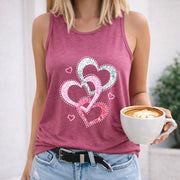 A Vest Three Heart-shaped Designs Women's Color Cotton Tank Top in Red