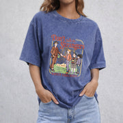 Don't Talk To Strangers vintage washed oversized T-shirt in Blue