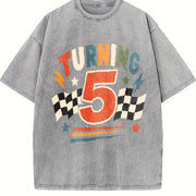 Turning Age Birthday Vintage Washed T-Shirt in Gray