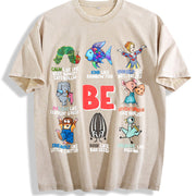 I Still Read Children's Books Teacher Vintage Washed T-Shirt in Beige