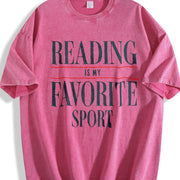 Reading Is My Favorite Sport Vintage Washed T-Shirt in Red
