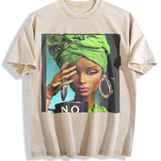 No Mug Headwrap Glam Doll Vintage Washed T-Shirt in Beige