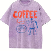 Coffee Club Coffee Lover Vintage Washed T-Shirt in Purple