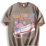 Please Stand Clear of the Doors Magic Monorail WDW Family Vintage Washed T-Shirt in Brown