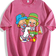 Clown Fashionable Vintage Washed T-Shirt in Red