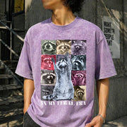 In My Feral Era Raccoon Animal Meme Racoons Team Trash Vintage Washed T-Shirt in Purple