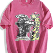 Warning Cybernetic Head Tank Vintage Washed T-Shirt in Red