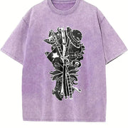 Gomu No Mi - One Pieceeee Anime Manga vintage washed oversized T-shirt in Purple