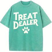 Treat Dealer – Dog Lover Dog Dad & Dog Mom Pet Parent Paw vintage washed oversized T-shirt in Blue