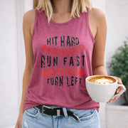 Hit Hard Run Fast Turn Left Crew-neck Sleeveless Vest Women's Color Cotton Tank Top in Red