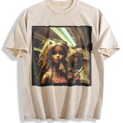 Sunglasses Glam Doll at the Bar Vintage Washed T-Shirt in Beige